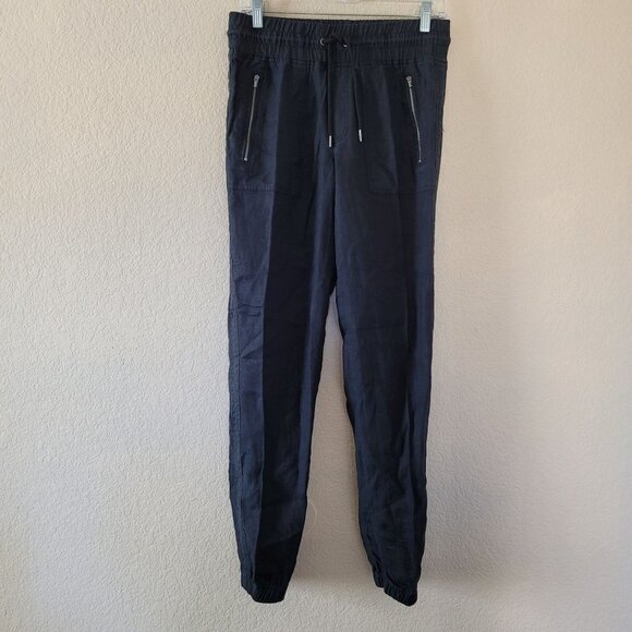 Athleta Pants - Athleta Womens Cabo 100% Linen Jogger Black Size 4 Lightweight Pockets Nwot